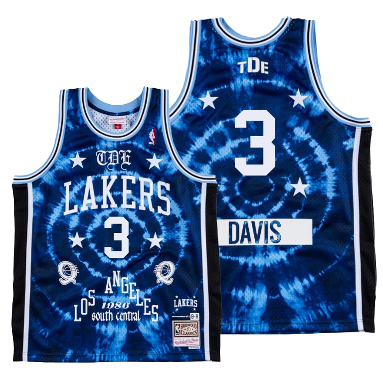 Men's Los Angeles Lakers Anthony Davis #3 NBA ScHoolboy Q Limited Edition REMIX Blue Basketball Jersey LYA8583ZS